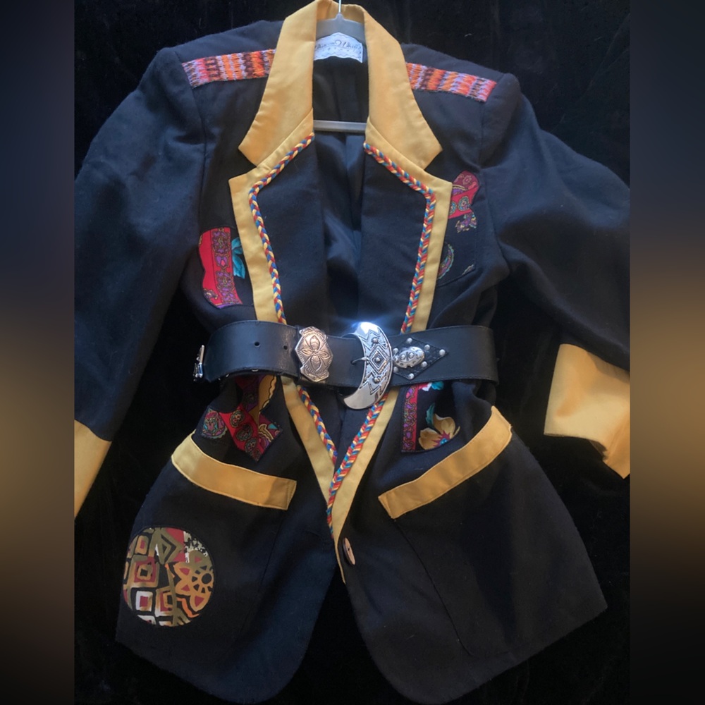 Vtg 80’s Western Patchwork Jacket Coat Blazer Top… - image 1